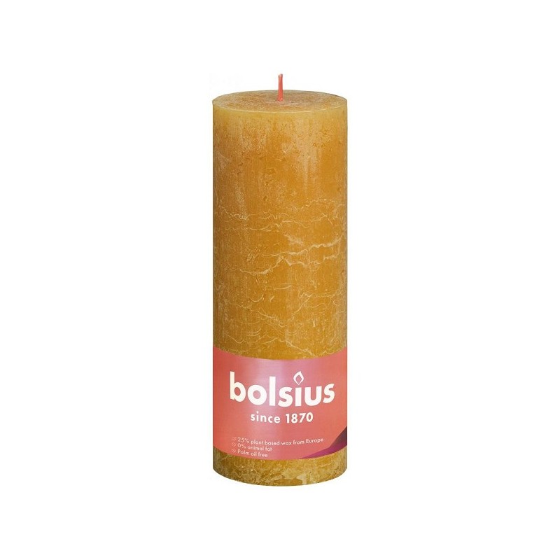 Bolsius Rustiek stompkaars Shine collection 190/68 Honeycomb Yellow ( Honingraat Geel )