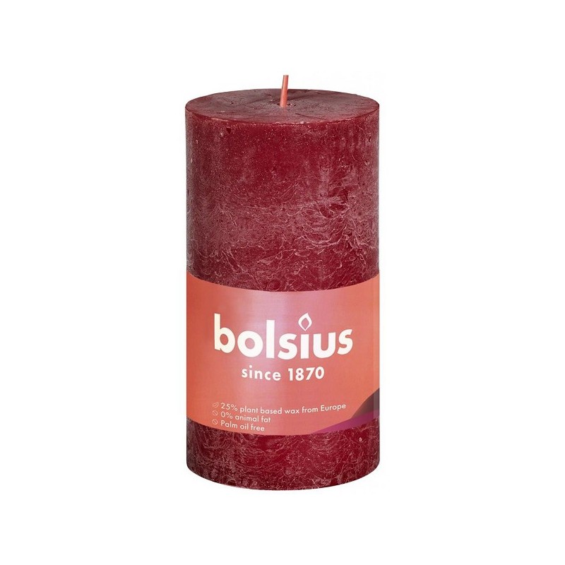Bolsius Rustiek stompkaars Shine collection 100/50 Velvet Red ( Fluweel Rood )