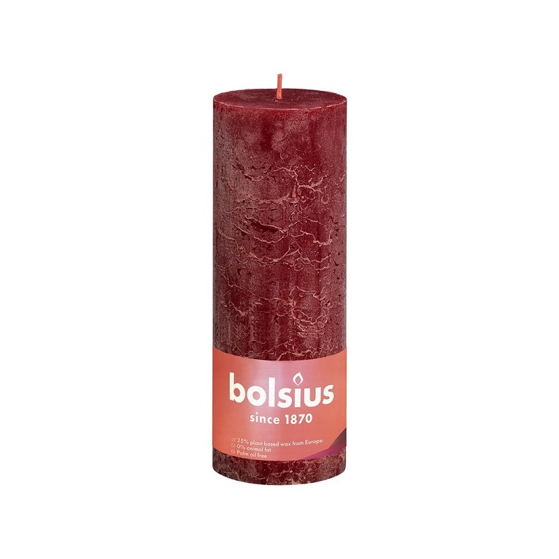 Bolsius Rustiek stompkaars Shine collection 190/68 Velvet Red ( Fluweel Rood )