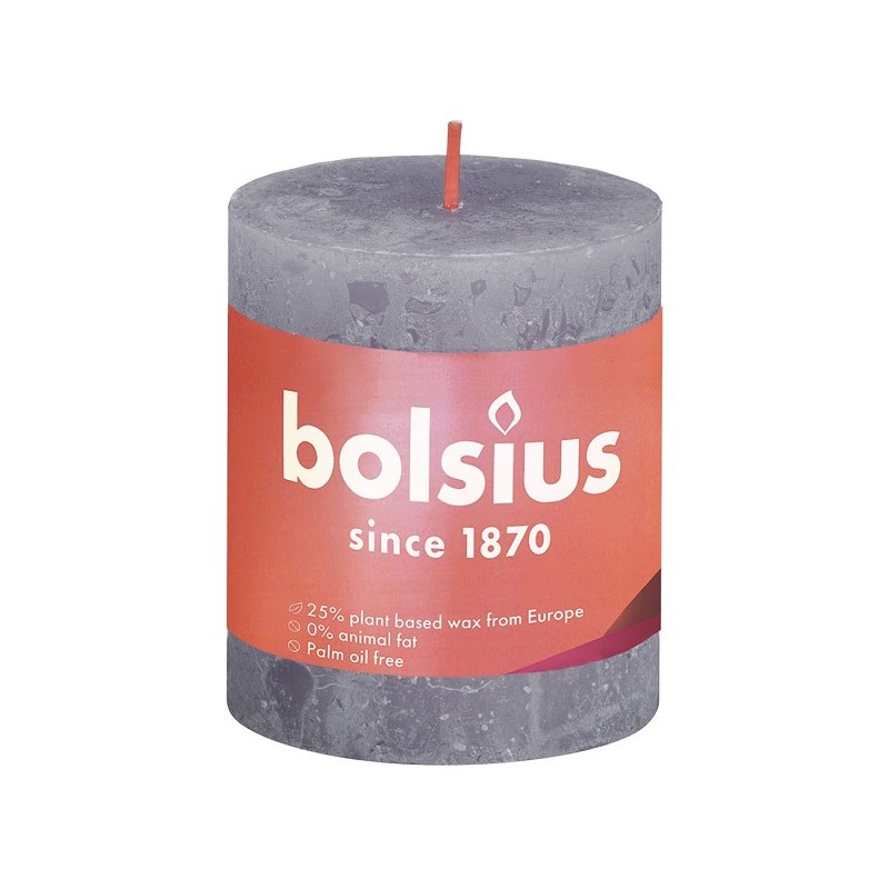 Bolsius Bougie pilier rustique collection Shine 80/68 Lavande givrée-Lavande glacée