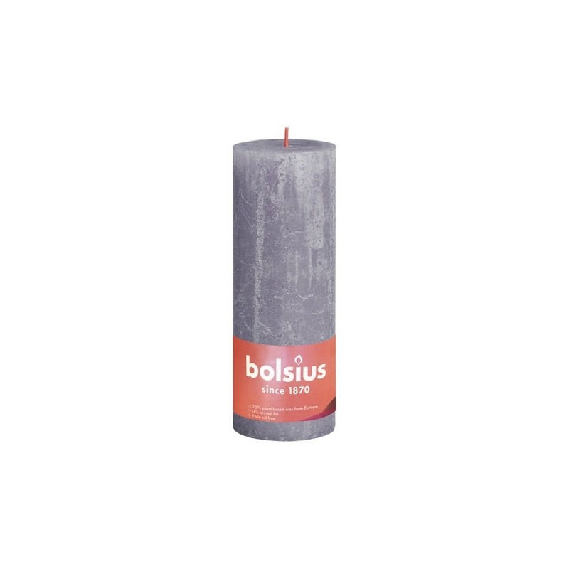 Bolsius Rustiek stompkaars Shine collection 190/68 Frosted Lavender-Bevroren Lavendel