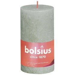 Bolsius Rustiek  stompkaars Shine collection 130/68 Foggy Green -Mistig Groen
