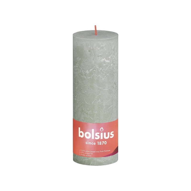 Bolsius Rustiek stompkaars Shine collection 190/68 Foggy Green -Mistig Groen