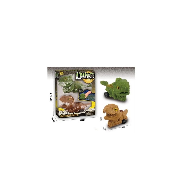 Dino auto frictie set a 2 stuks 13cm