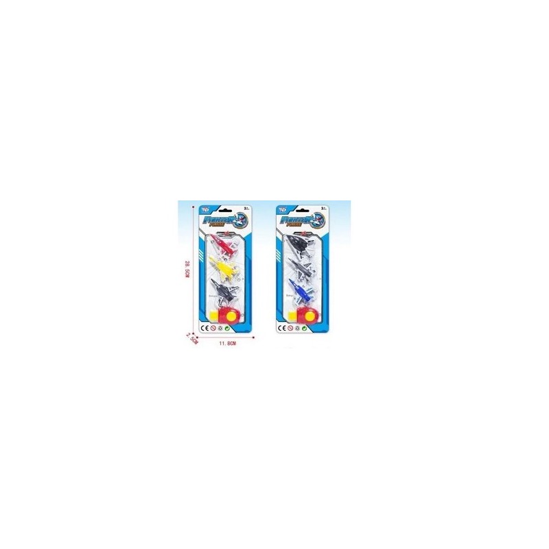 Afschiet vliegtuigjes 7cm set a 3 stuks 2 assorti