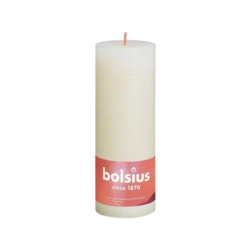 Bolsius Shine Collection Bougie bloc rustique 190/68 Soft Pearl- Soft Pearl