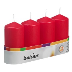 Bolsius Bougie bloc rustique 100/48 plateau a 4 pièces rouge