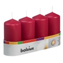 Bolsius Bougie bloc rustique 100/48 plateau a 4 pièces rouge vin