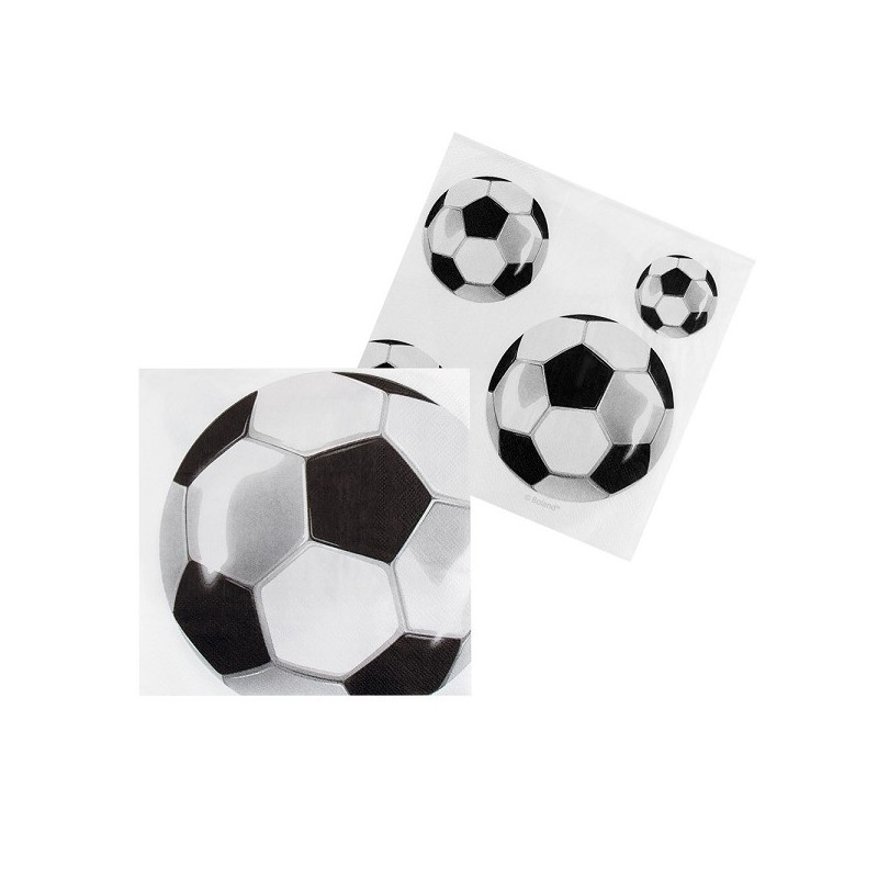 Serviettes en papier Football lot de 20 pièces 33x33cm