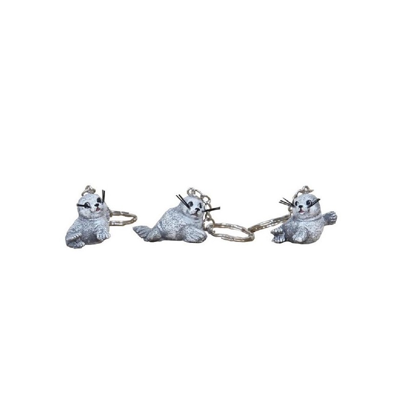 Sleutelhanger vrolijke zeehonden 4x2,5x8cm