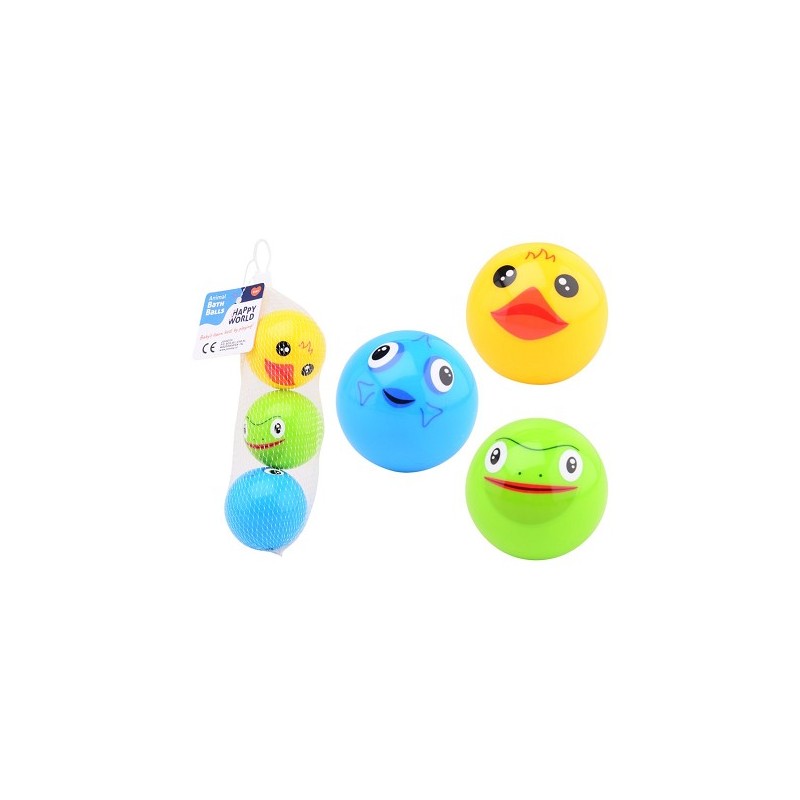 Happy World dieren bad speelballen in net, 3 stuks