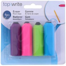 Top Write Eraser forme crayon 4 pièces sur carte