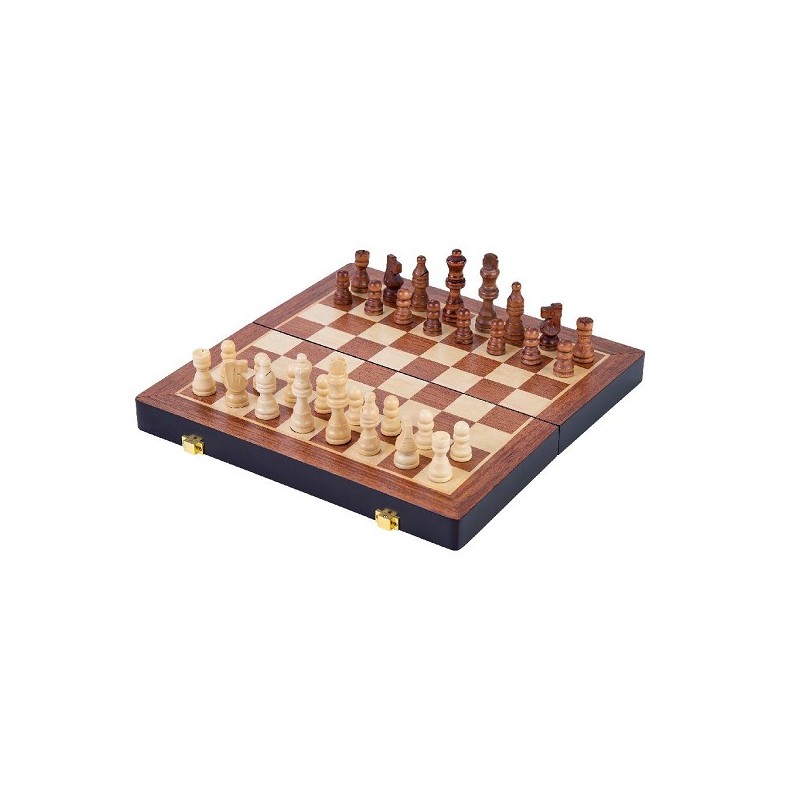 Jeu d'échecs en bois de frêne pliable 30x30x5,5cm
