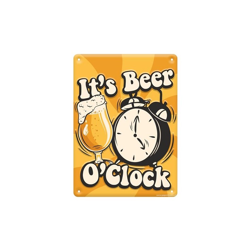 Paperdreams Assiette texte métal 22x16,5cm - Beer o'clock