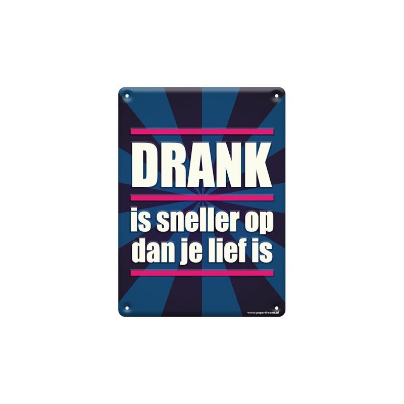 Paperdreams Tekstbord metaal 22x16,5cm - Drank is sneller