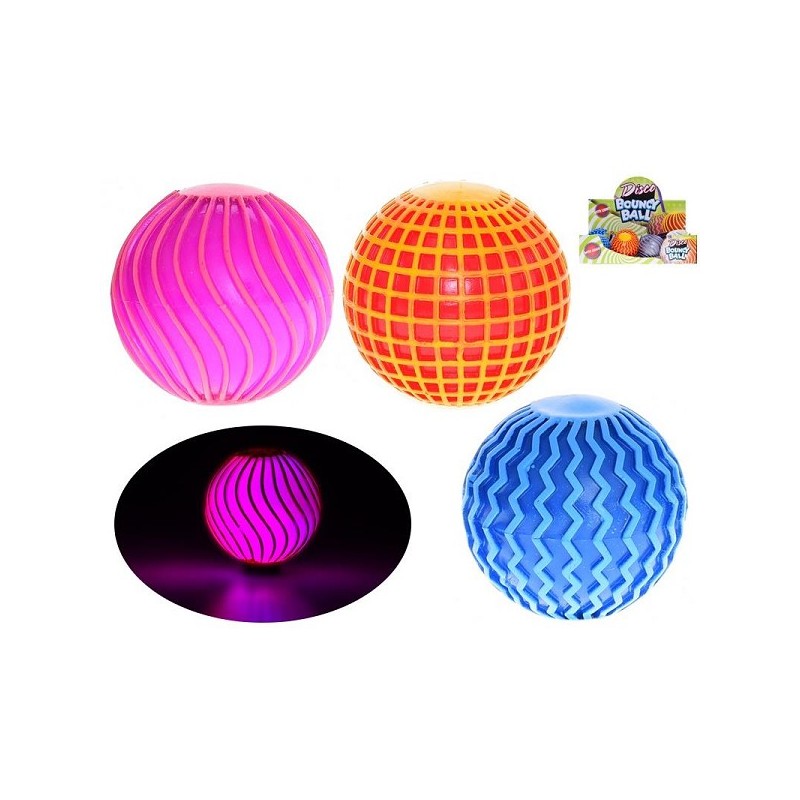 Boule rebondissante disco avec lumière 6cm