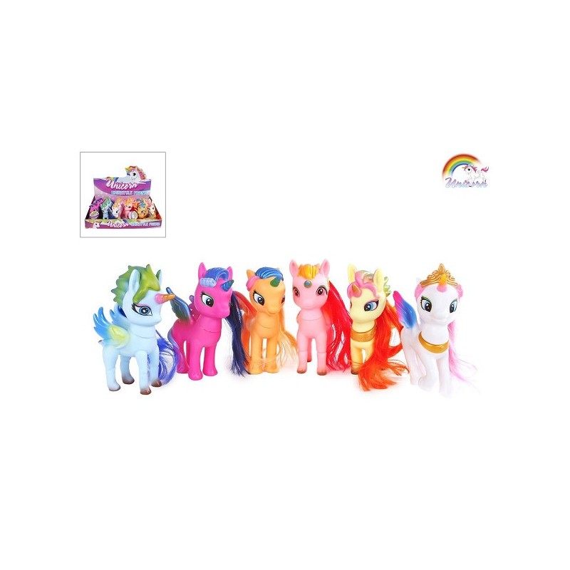 Figurine licorne avec cheveux et tête rotative 13cm