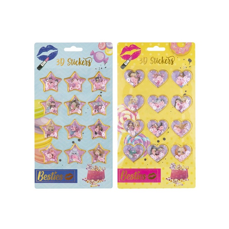 Grafix Besties autocollants à paillettes 3D pack de 12 pièces