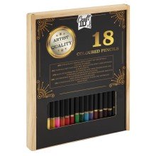 Crayons de couleur Grafix dans une boîte en bois 18 pièces