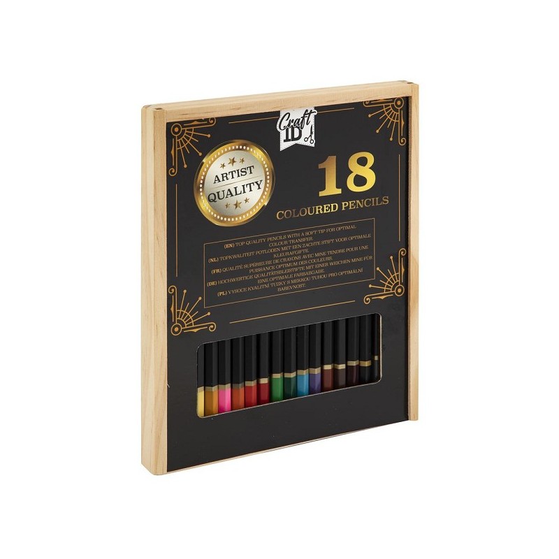 Crayons de couleur Grafix dans une boîte en bois 18 pièces