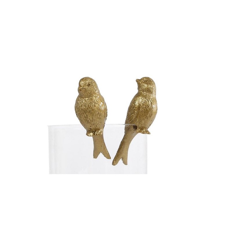 Sculptuur vogel goud polystone 4x3x7cm