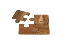 Onderzetters "Puzzle" naturel  acacia 10x13x0,6cm set a 4 stuks