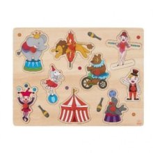 Houten knopjespuzzel Circus 30x23cm