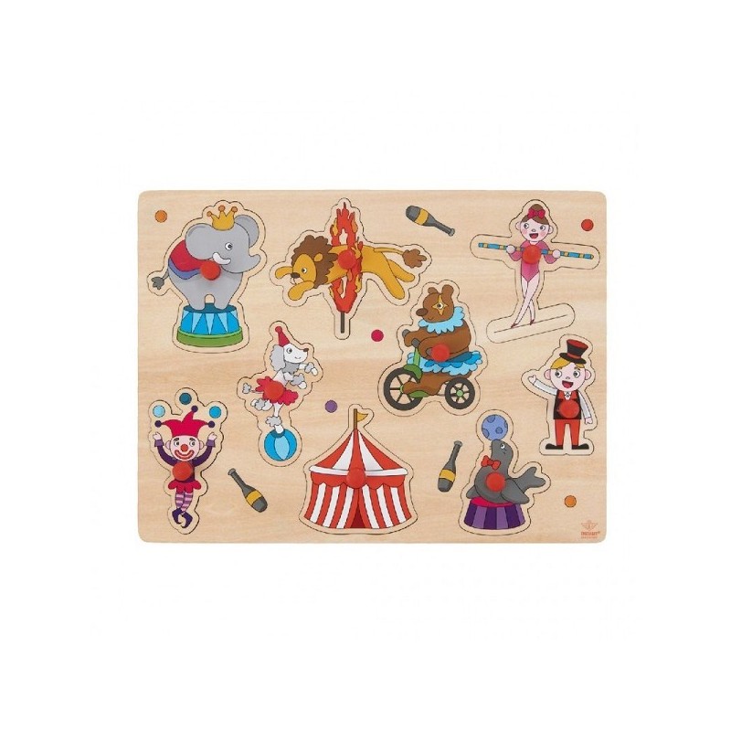 Houten knopjespuzzel Circus 30x23cm