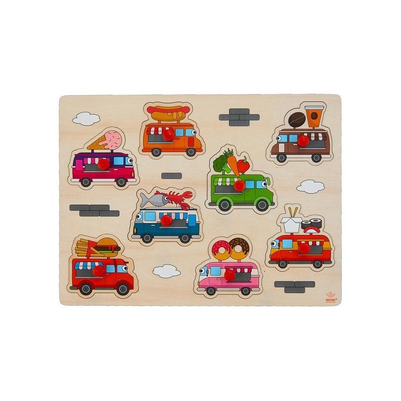 Houten knopjespuzzel Foodtruck 30x23cm