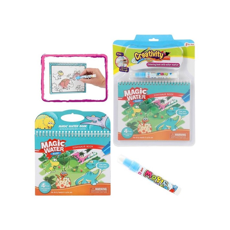 Toi Toys Kleuren met water 'Dino' boek+stift