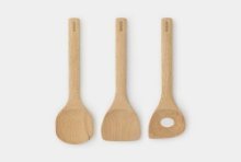 Brabantia Profile Ustensiles de cuisine en bois de hêtre, lot de 3