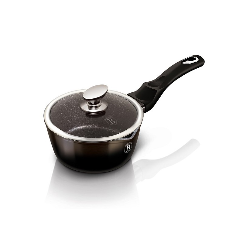 Berlingerhaus casserole 16 cm avec couvercle en verre Shiny Black collection aluminium également induction