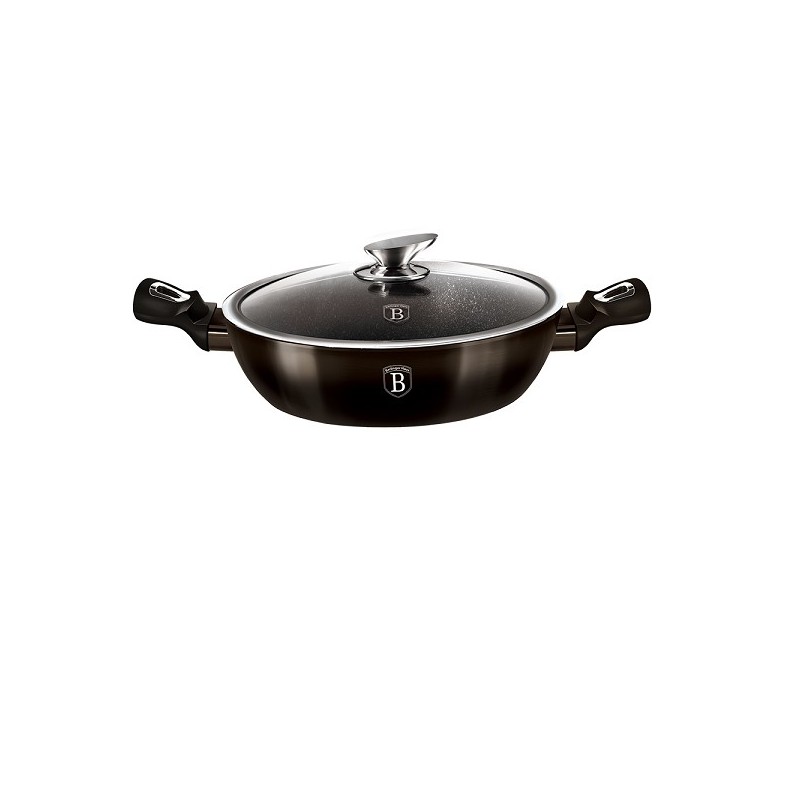 Berlingerhaus poêle cocotte 24 cm avec couvercle en verre collection Shiny Black aluminium également induction