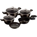 Berlingerhaus set de poêles 5 pièces avec couvercle en verre collection Shiny Black aluminium également induction