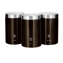 Berlingerhaus pot de rangement set de 3 pièces 11x 18 cm acier inoxydable collection noir brillant