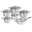 Berlingerhaus set de poêles avec couvercle en verre acier inoxydable 6 pièces 16+18+20+24+casserole 16 et poêle 24 cm Silver Jew