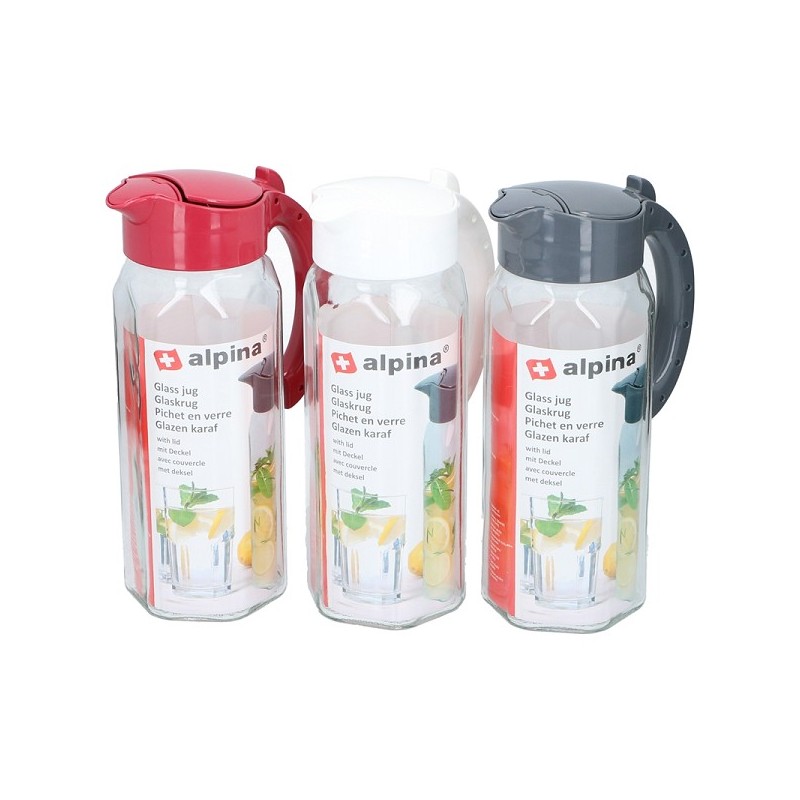 Alpina Carafe en verre 1,5L avec couvercle en plastique