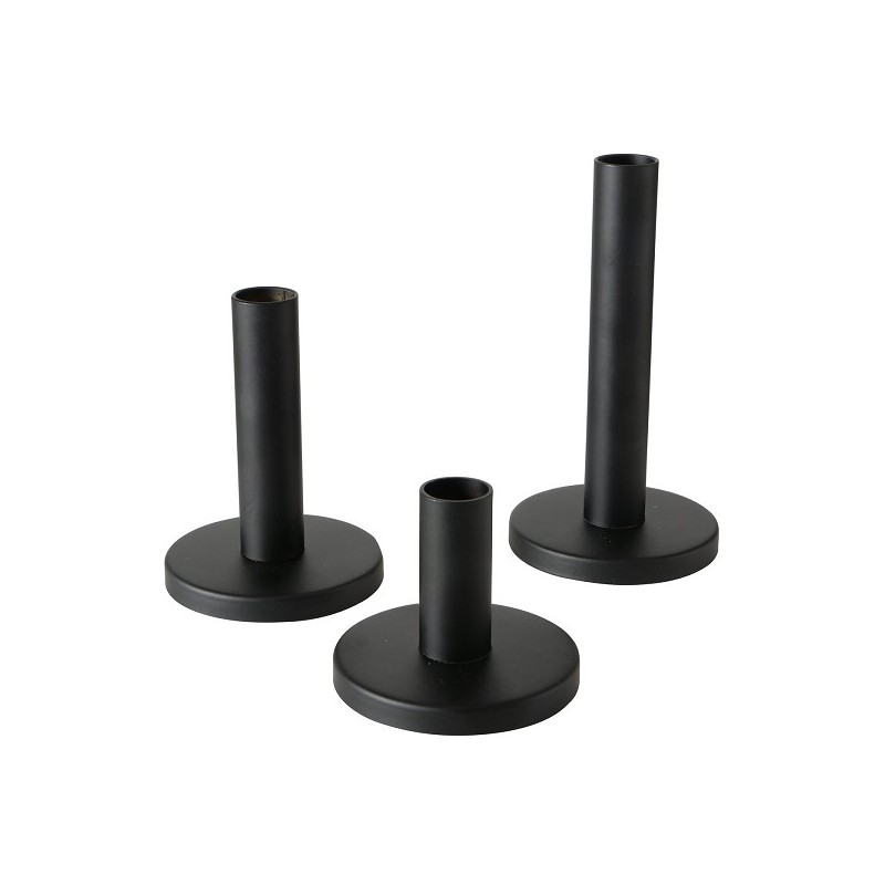 Boltze Home Bougeoir Set Malko 3 pièces métal rond Ø9xH16cm noir