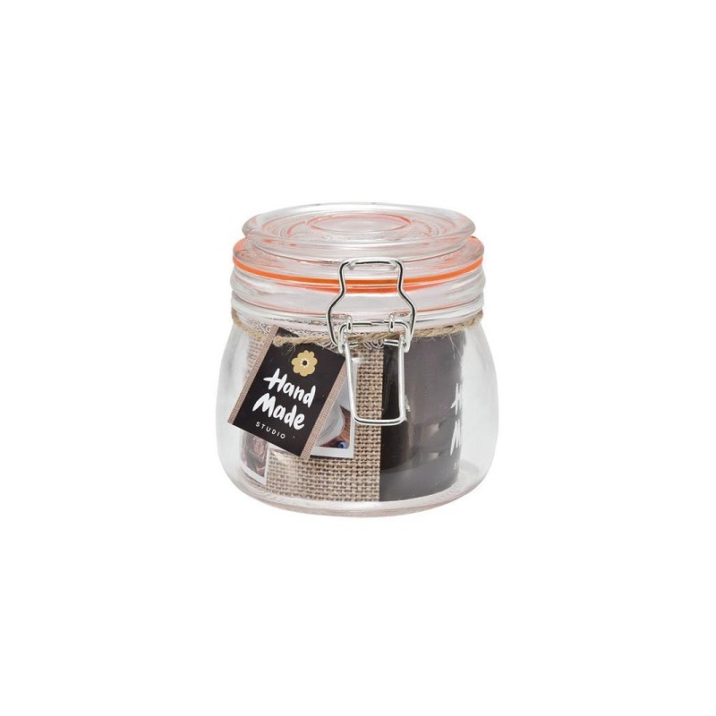 Weckpot 500ml 10,5x10,5cm met oranje siliconen ring