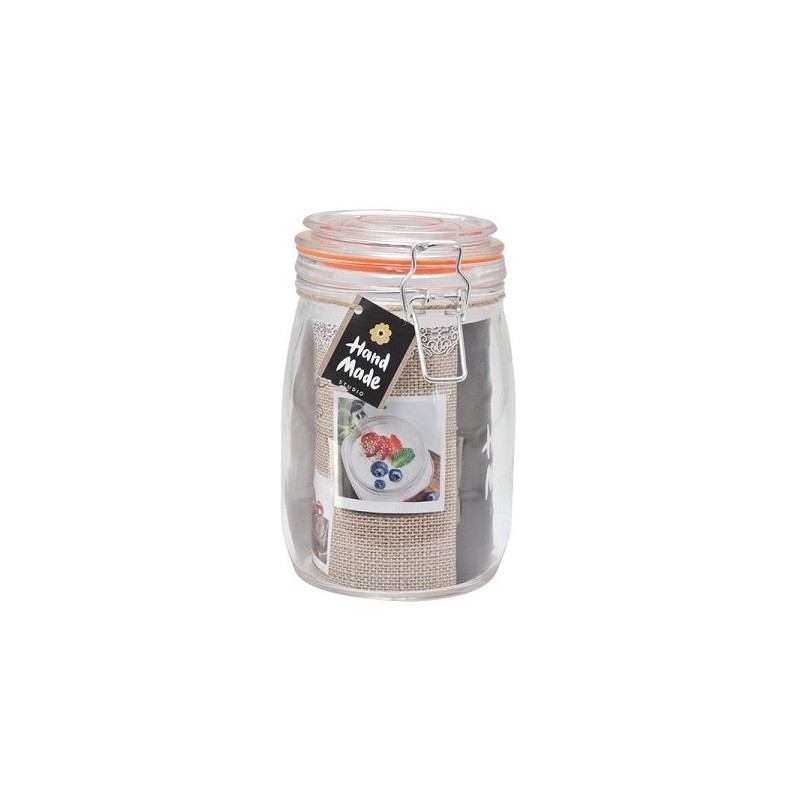 Weckpot 1000ml 10,5x17cm met oranje siliconen ring