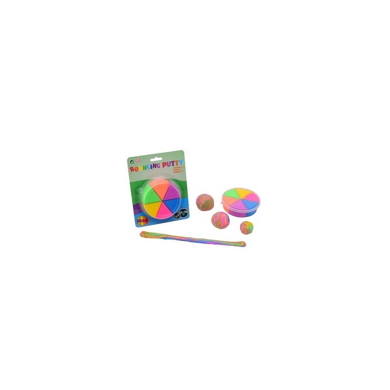 John Toy Bouncing duo putty 6 couleurs fluo boîte de rangement sur carte