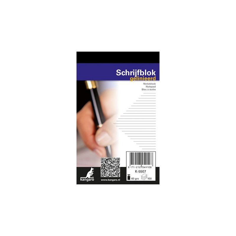 Kangaro Schrijfblokken A7 lijn 60grs 100 blad pak a 10 stuks