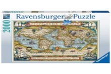 Ravensburger Puzzel De wereld rond, wereldkaartpuzzel 2000 stukjes