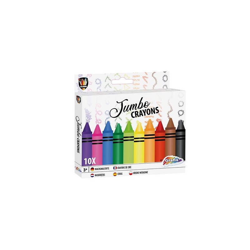 Grafix 10 x Crayons de cire Jumbo en boîte