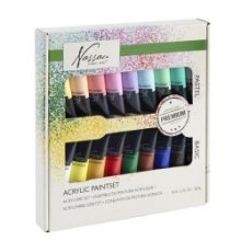 Ensemble de peinture acrylique Grafix Nassau Fine Art 18 x 36 ml Contient 18 couleurs vives dans des tubes pratiques de 36 ml En