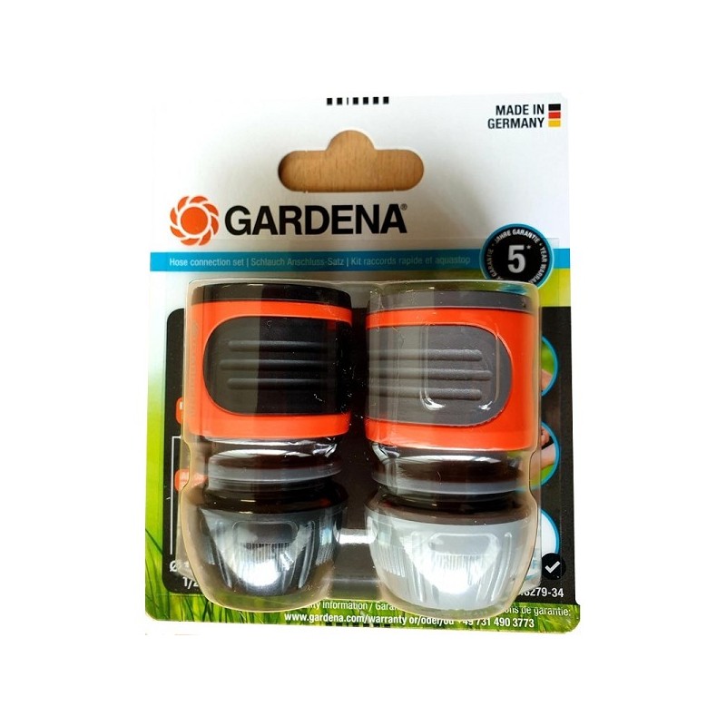 Gardena Raccord de tuyau + arrêt d'eau 1/2" - 5/8"