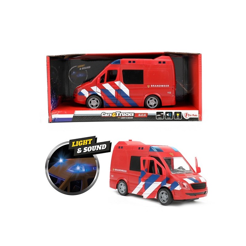 Toi Toys Cars&Trucks Brandweerbus frictie met licht en geluid 21cm