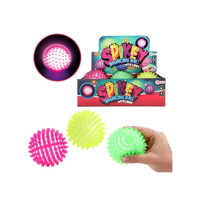 Toi Toys Balle rebondissante à pointes bicolore avec lumière Ø9cm