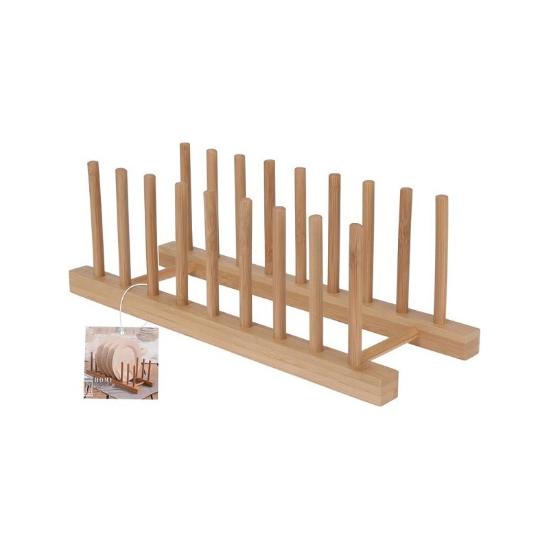 Home & Styling Support à assiettes bambou 34x13,5x12cm