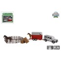 Kids Globe Land Rover met paardentrailer en accessoires die cast pull back 26cm